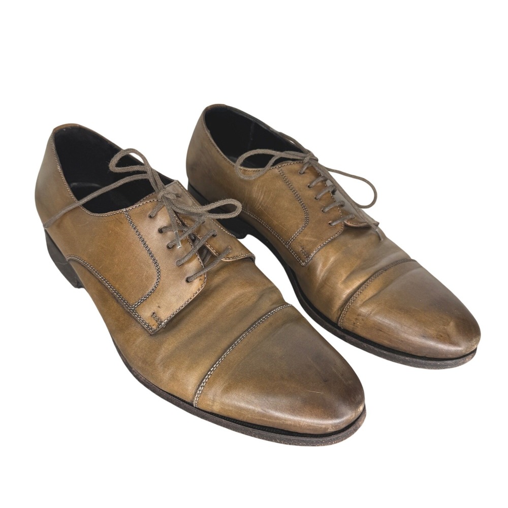 Suitsupply Mens Brown Leather Cap Toe Derby Shoes Made in Italy Size 43 Oxford